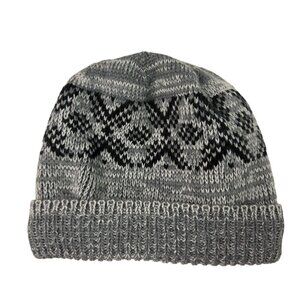 Kids Gray Knit Beanie Fleece Lined Winter Hat